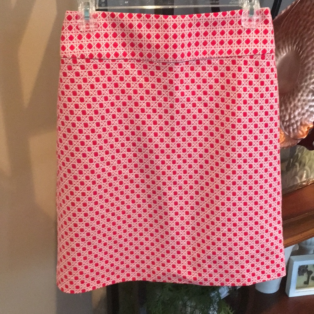 Talbots red basket weave print skirt